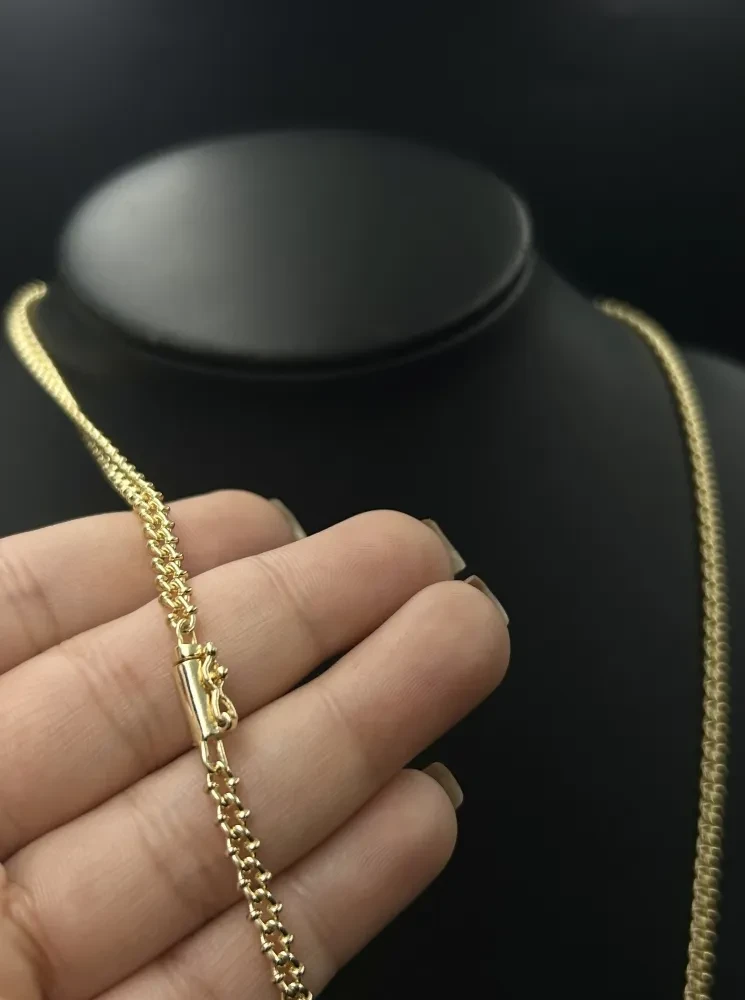 Corrente Elo Grumet Duplo - 3MM Banhado a ouro 18k - 1
