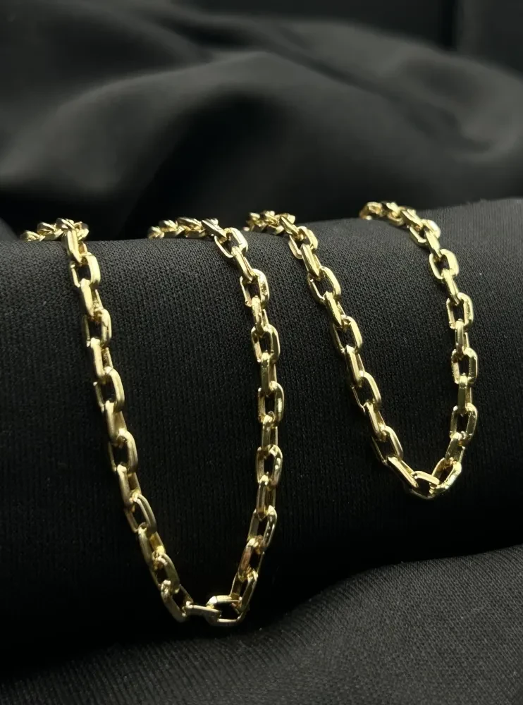Corrente Cadeado Quinado - 3MM Banhado a ouro 18k - 2