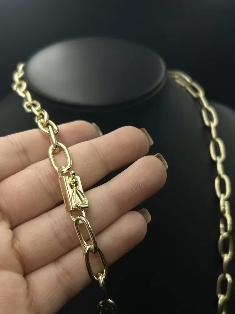 Corrente Cadeado Boleada - 8MM Banhado a ouro 18k - 1