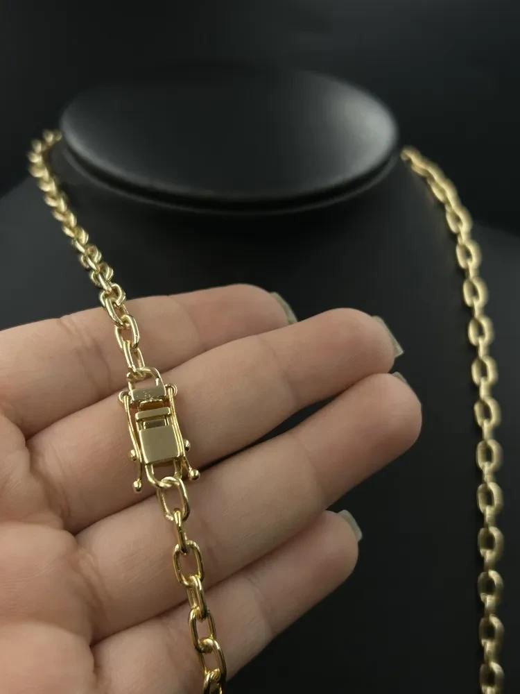Corrente Cadeado Boleada - 4MM Banhado a ouro 18k - 1