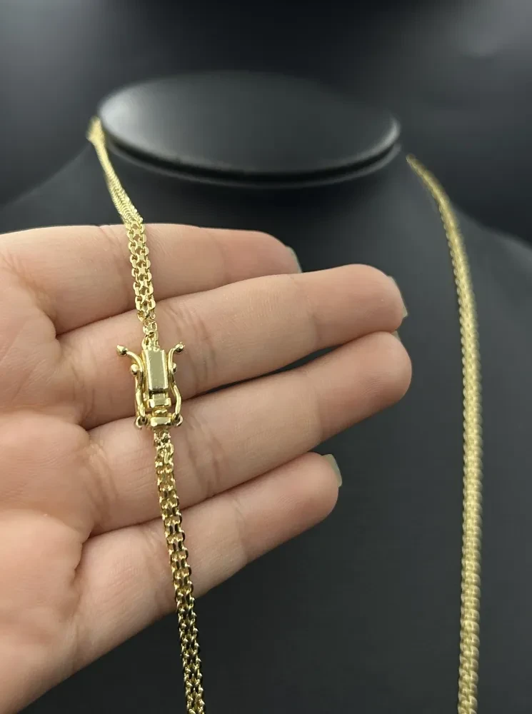 Corrente Cadeado Duplo - 3MM Banhado a ouro 18k - 1