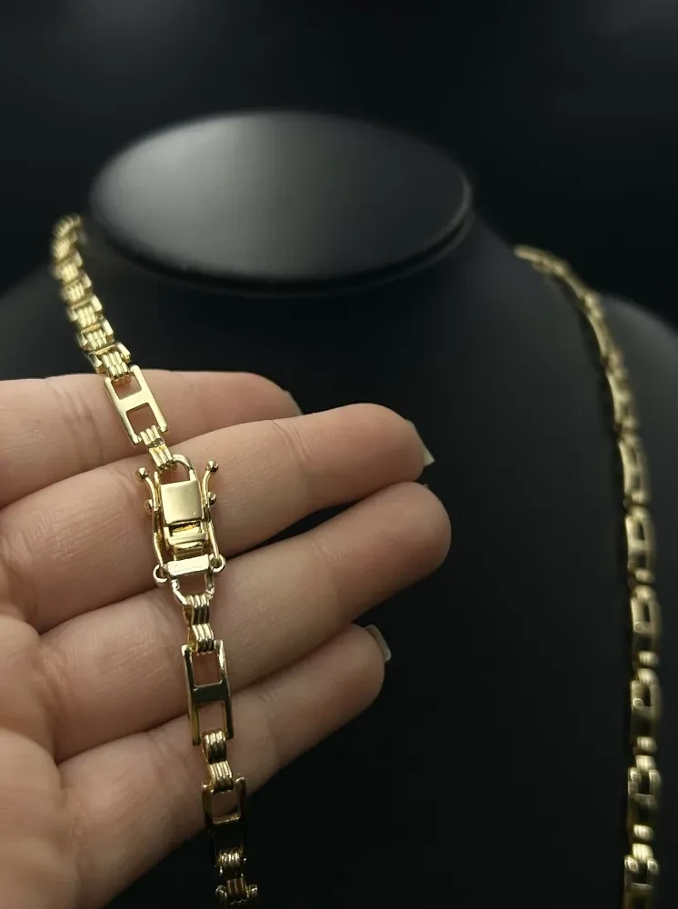 Corrente Detalhada - 5MM Banhado a ouro 18k - 1