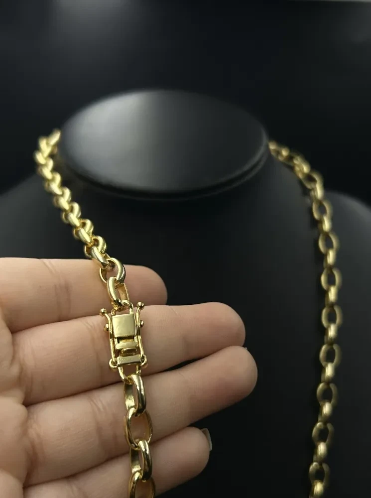 Corrente Elo Português - 10MM Banhado a ouro 18k - 1