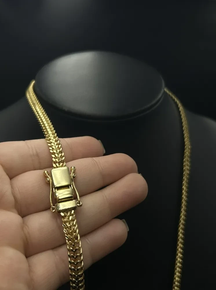 Corrente Esteira - 6MM Banhado a ouro 18k - 1