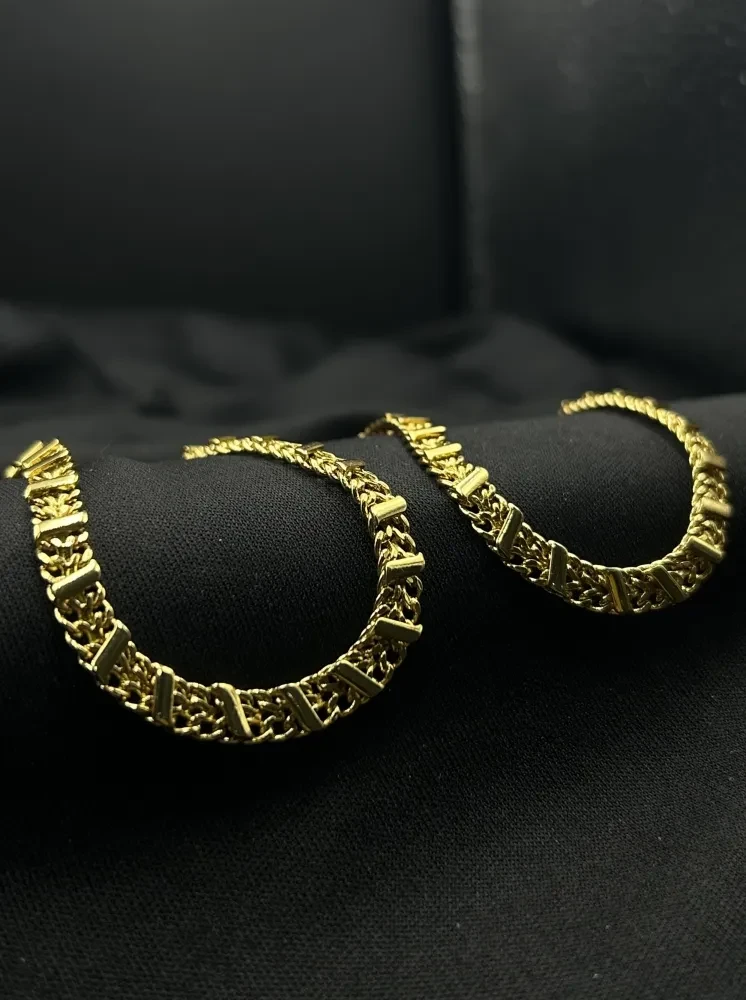 Corrente Esteira Detalhada - 6MM Banhado a ouro 18k - 2