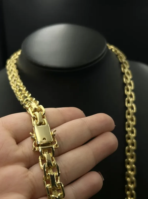 Corrente Cadeado Duplo - 10MM Banhado a ouro 18k - imagem 1