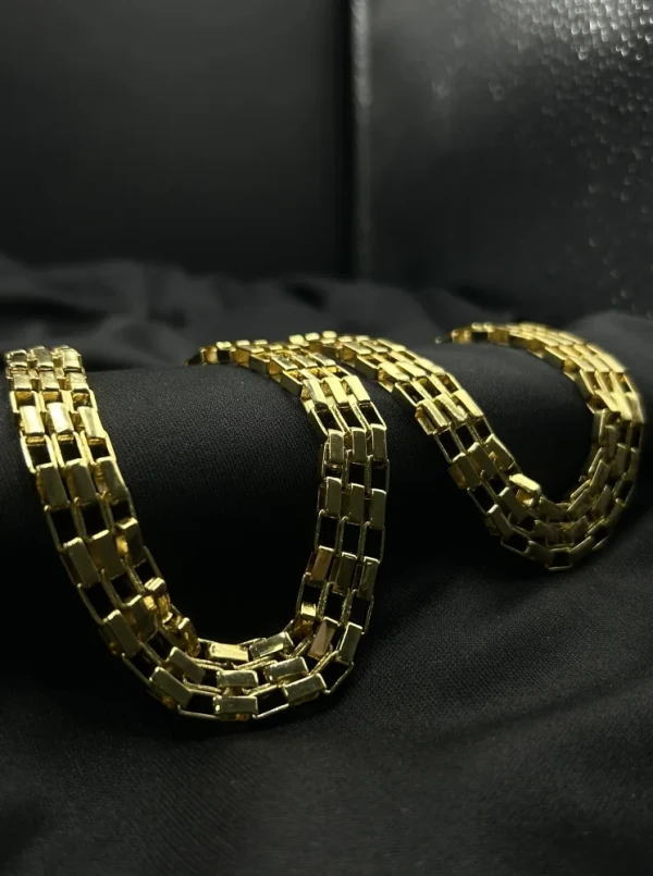 Corrente Tijolinho Triplo - 20MM Banhado a ouro 18k - imagem 2