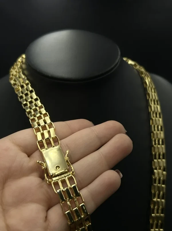 Corrente Tijolinho Triplo - 20MM Banhado a ouro 18k - imagem 1