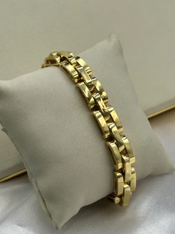 Bracelete Chapa Detalhado Banhado a ouro 18k - imagem 1