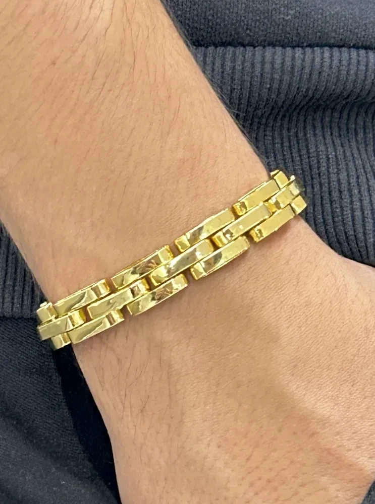 Bracelete Chapa Detalhado Banhado a ouro 18k - 2