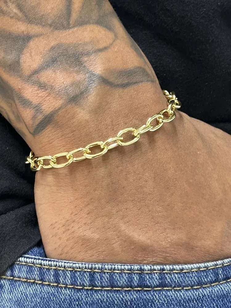 Pulseira Cadeado Boleada - 6MM Banhado a ouro 18k - 2