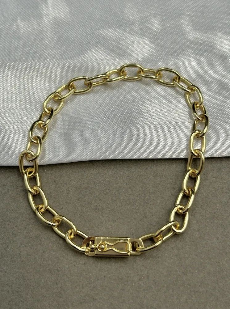 Pulseira Cadeado Boleada - 6MM Banhado a ouro 18k - 1