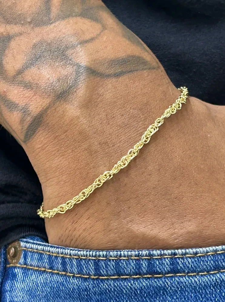 Pulseira Elo Trançado - 3MM Banhado a ouro 18k - 2