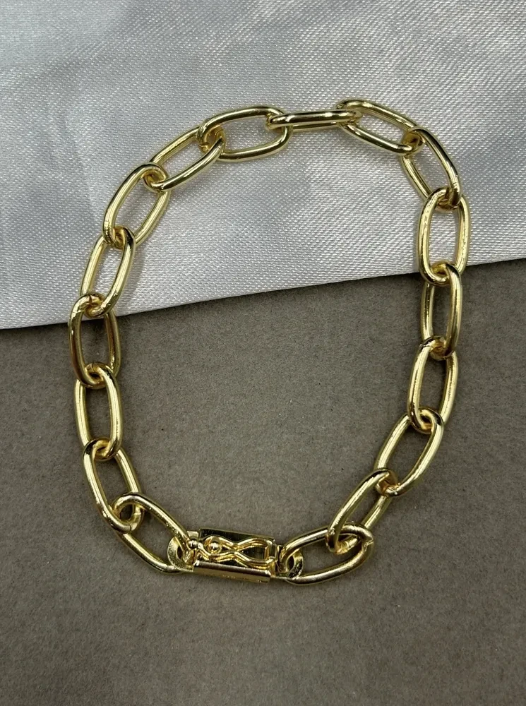 Pulseira Cadeado Boleada - 8MM Banhado a ouro 18k - 1
