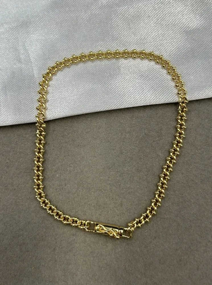 Pulseira Elo Grumet Duplo - 3MM Banhado a ouro 18k - 1