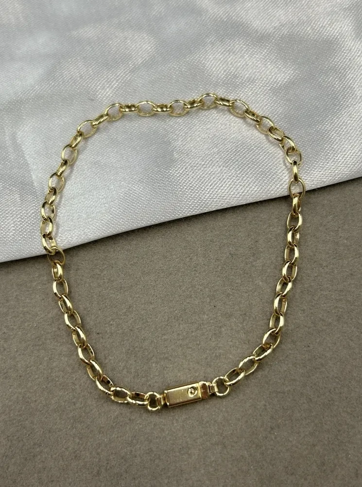 Pulseira Elo Português - 3MM Banhado a ouro 18k - 1