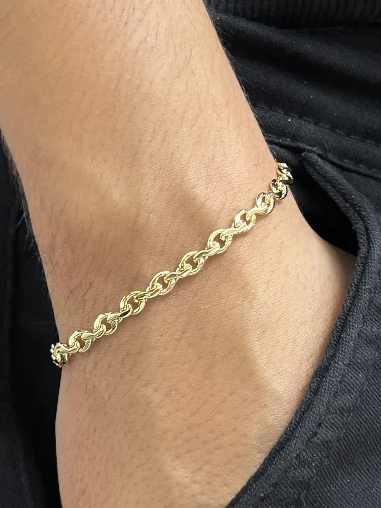 Pulseira Cadeado Duplo - 4MM Banhado a ouro 18k - 2