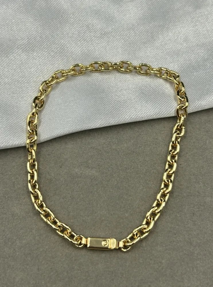 Pulseira Cadeadoo Quinado - 4MM Banhado a ouro 18k - 1