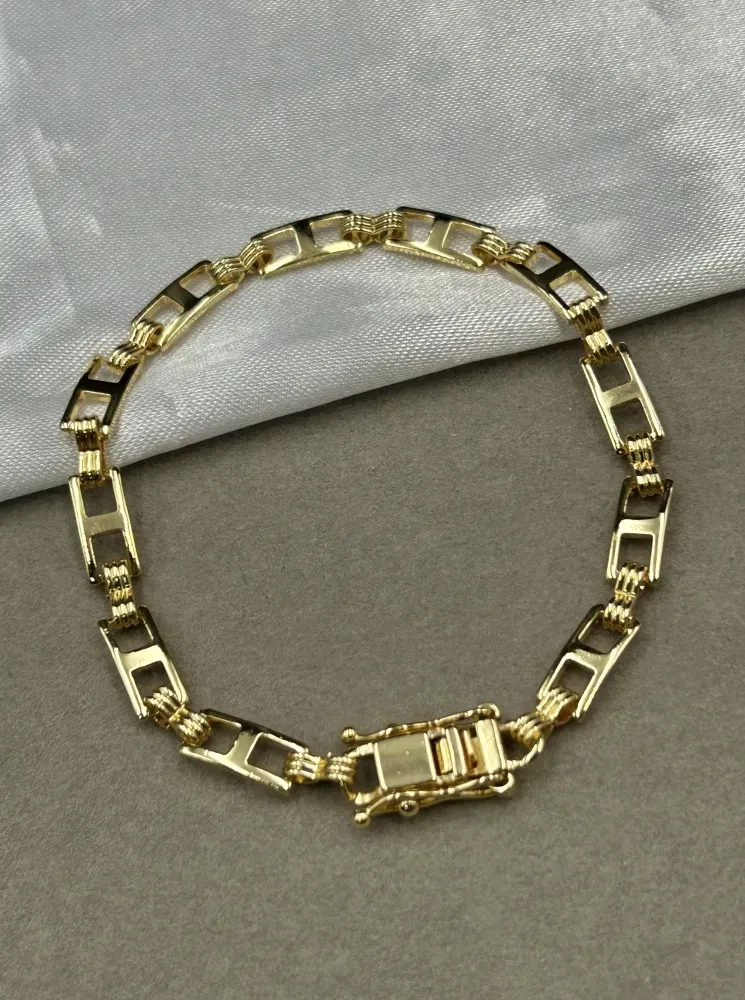 Pulseira Detalhada - 5MM Banhado a ouro 18k - 1