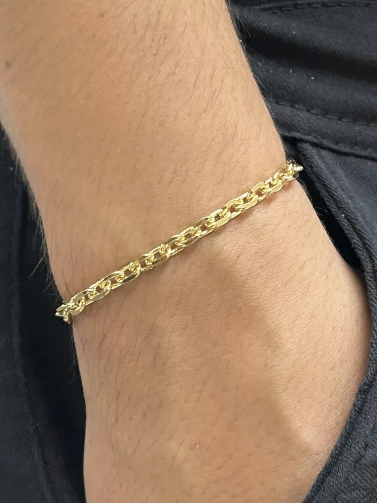 Pulseira Cadeado Quinado - 4MM Banhado a ouro 18k - 2