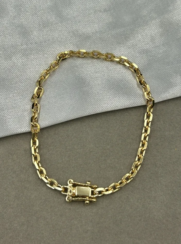 Pulseira Cadeado Quinado - 4MM Banhado a ouro 18k - 1