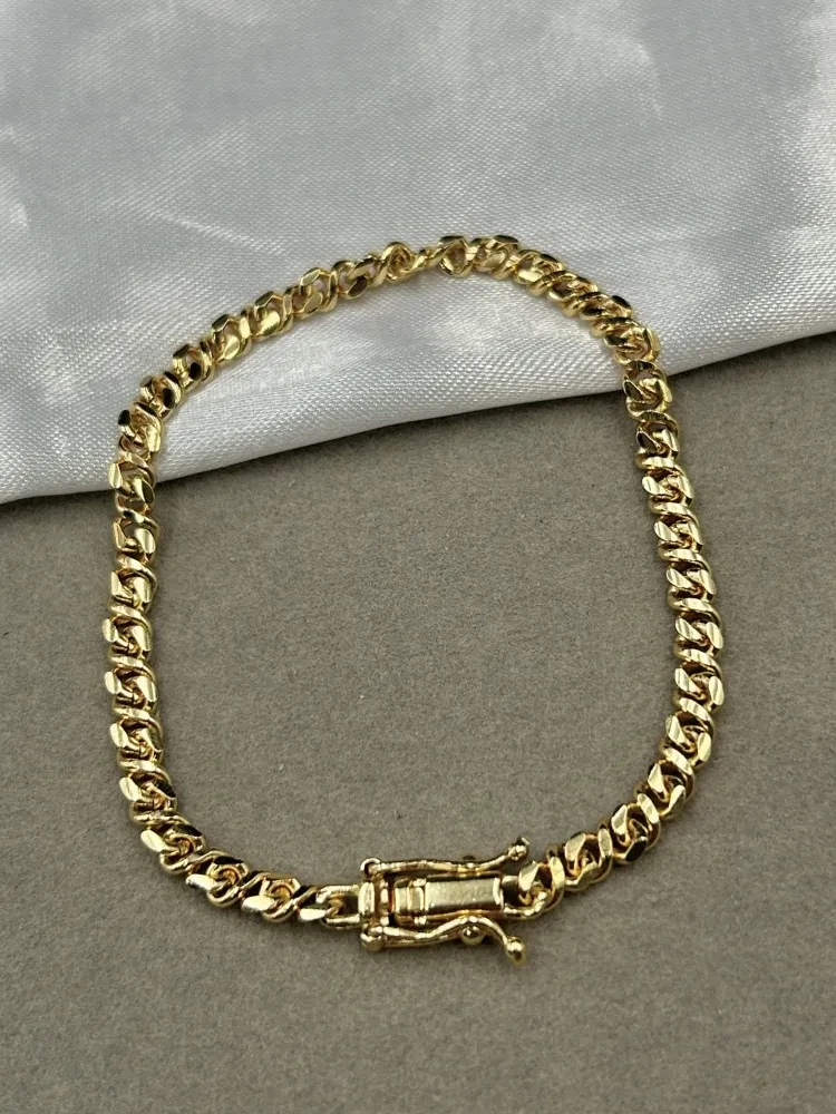 Pulseira Cubana - 4MM Banhado a ouro 18k - 1