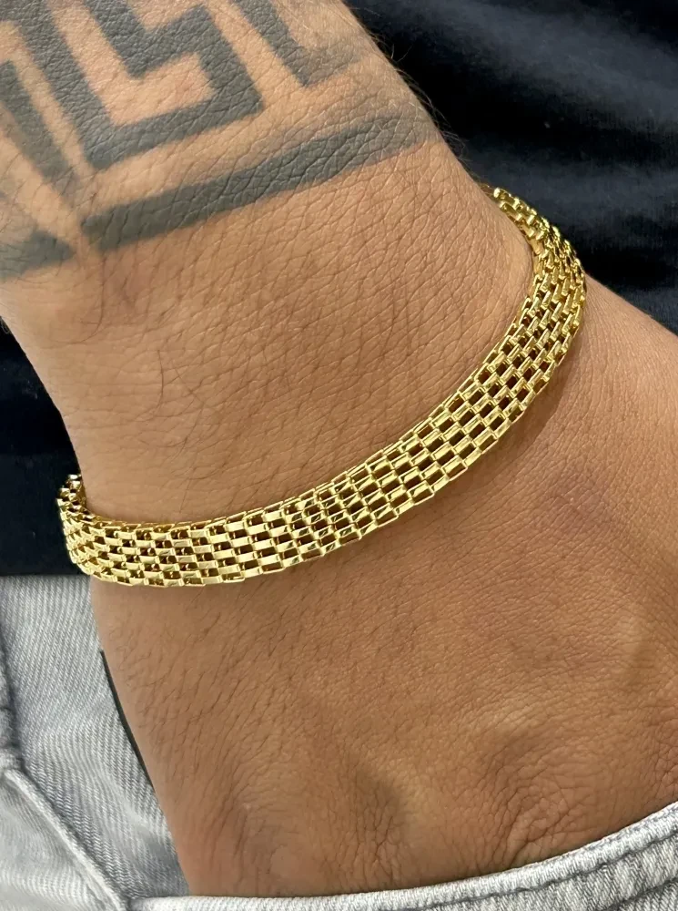 Pulseira Esteira - 8MM Banhado a ouro 18k - 2