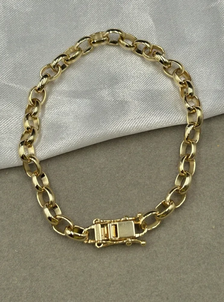Pulseira Elo Português - 6MM Banhado a ouro 18k - 1
