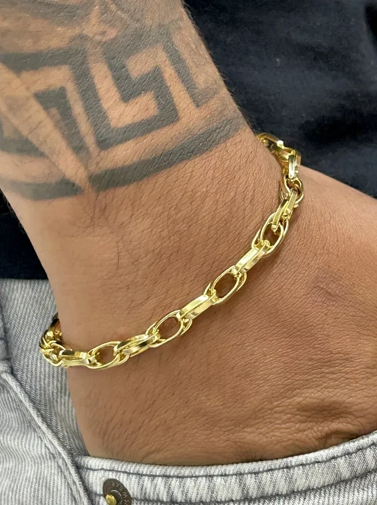 Pulseira Elo Trançado - 7MM Banhado a ouro 18k - 2