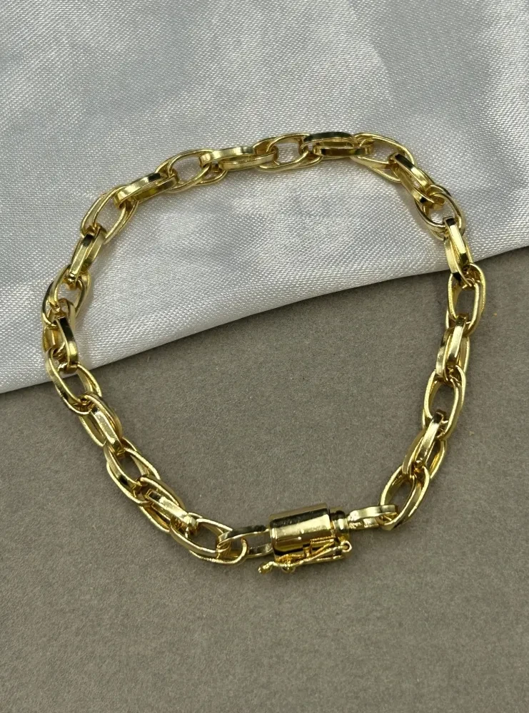 Pulseira Elo Trançado - 7MM Banhado a ouro 18k - 1