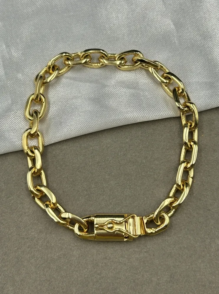 Pulseira Cadeado - 8MM Banhado a ouro 18k - 1