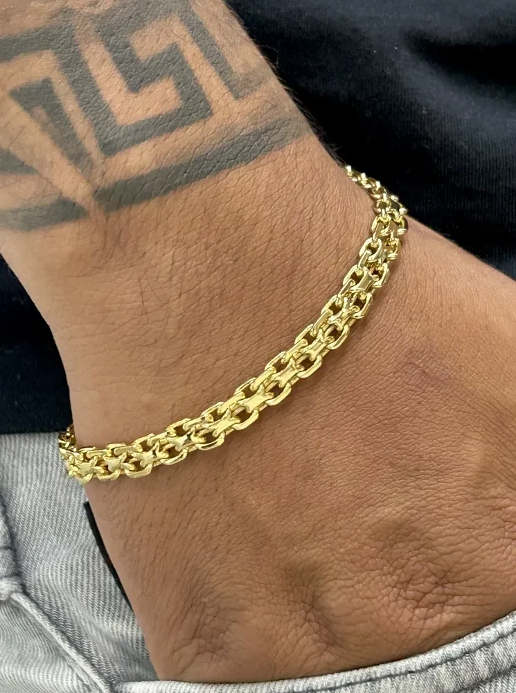 Pulseira Cadeado Duplo - 6MM Banhado a ouro 18k - 2