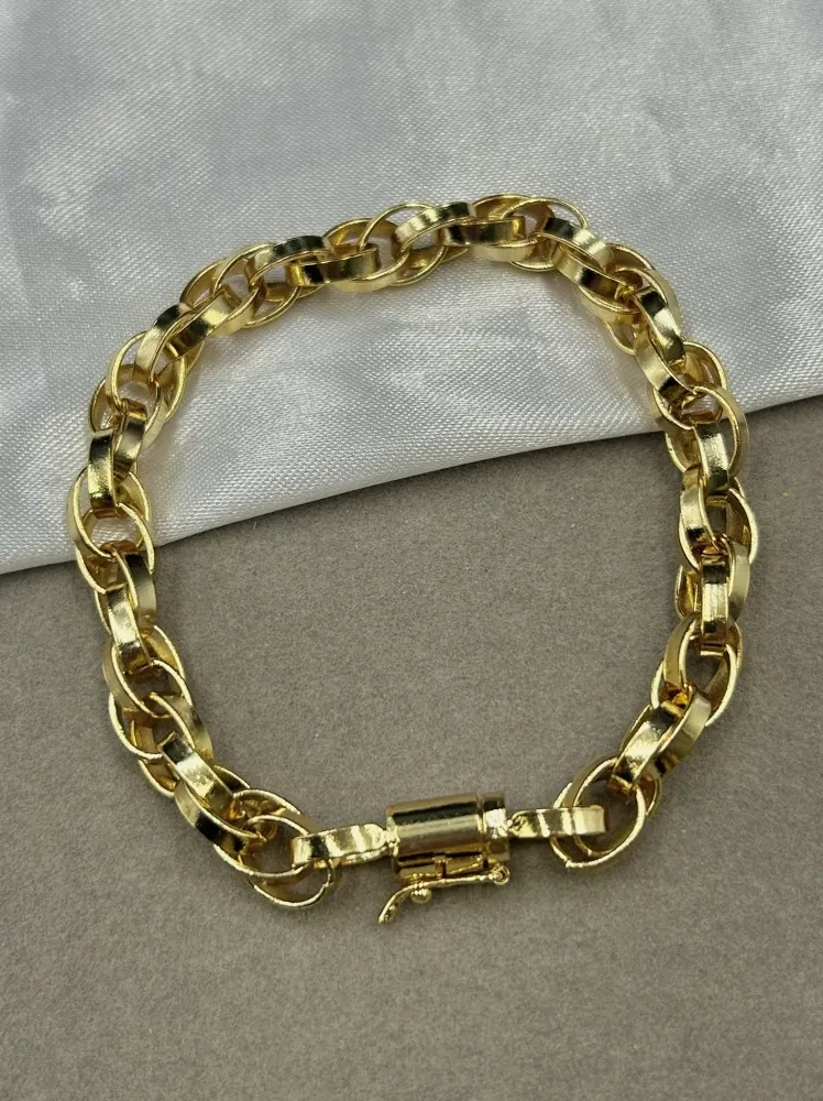 Pulseira Elo Trançado - 10MM Banhado a ouro 18k - 1