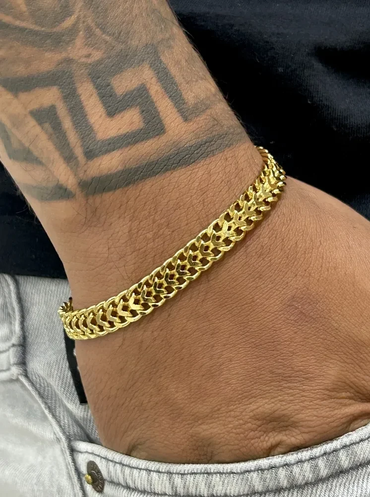 Pulseira Esteira - 10MM Banhado a ouro 18k - 2