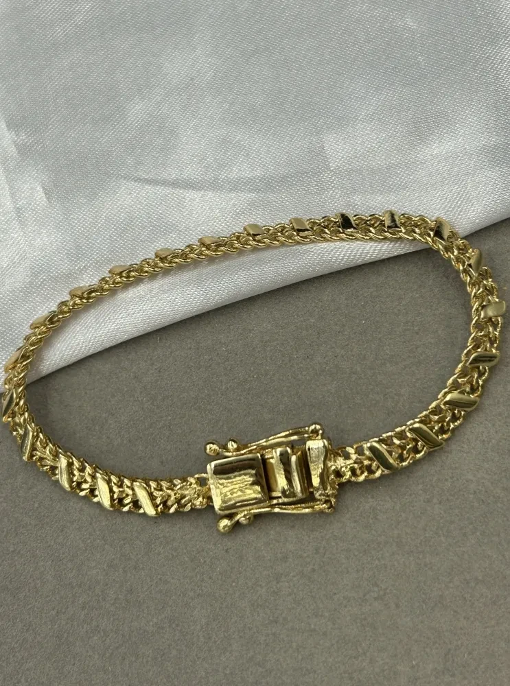 Pulseira Esteira Detalhada - 6MM Banhado a ouro 18k - 1