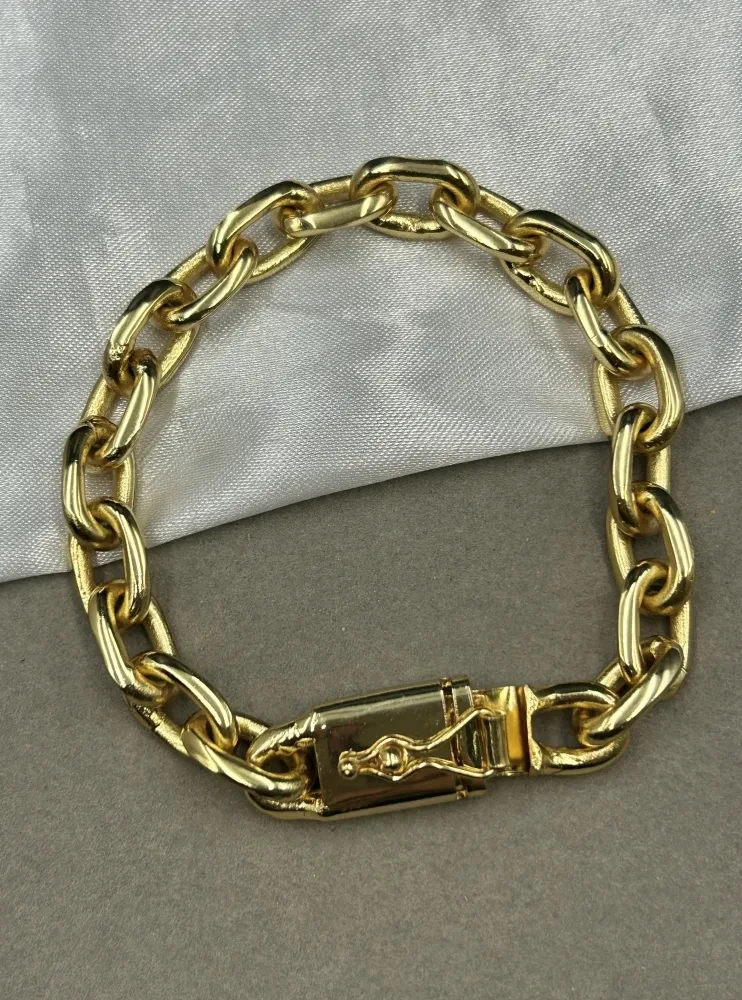 Pulseira Cadeado - 12MM Banhado a ouro 18k - 1