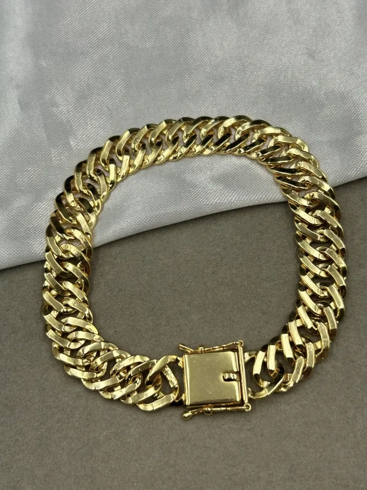 Pulseira Grumet Laminada - 12MM Banhado a ouro 18k - 1