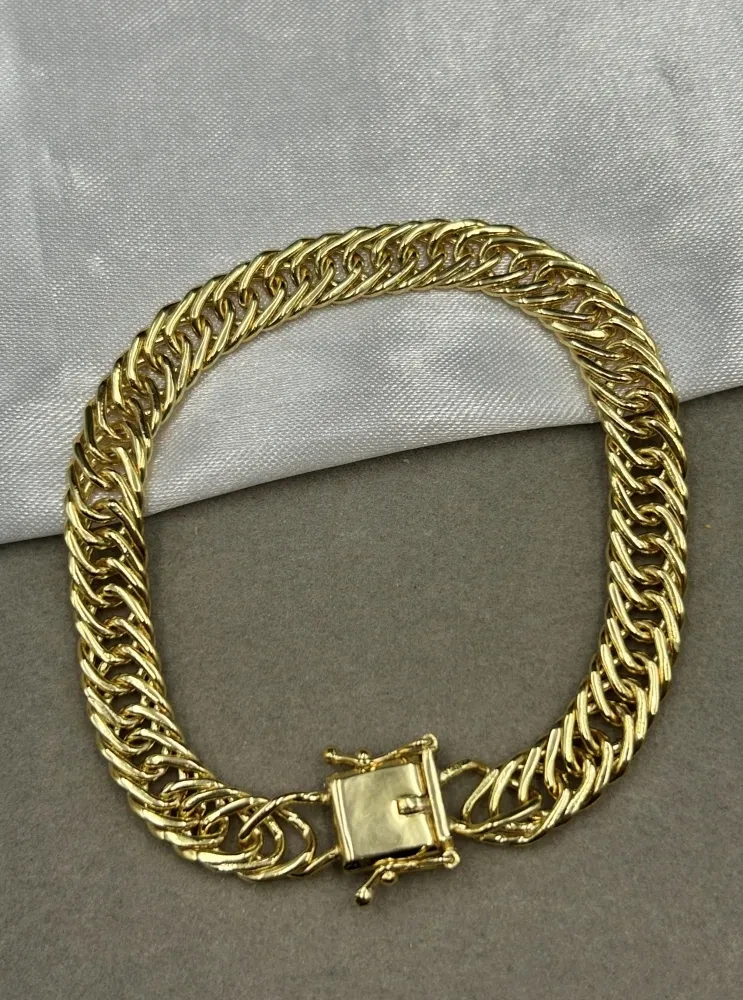 Pulseira Grumet Tripla - 10MM Banhado a ouro 18k - 1