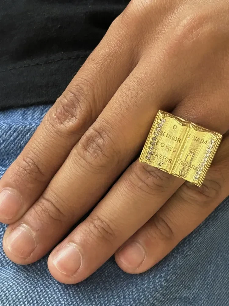 Anel Bíblia Banhado a ouro 18k - 2