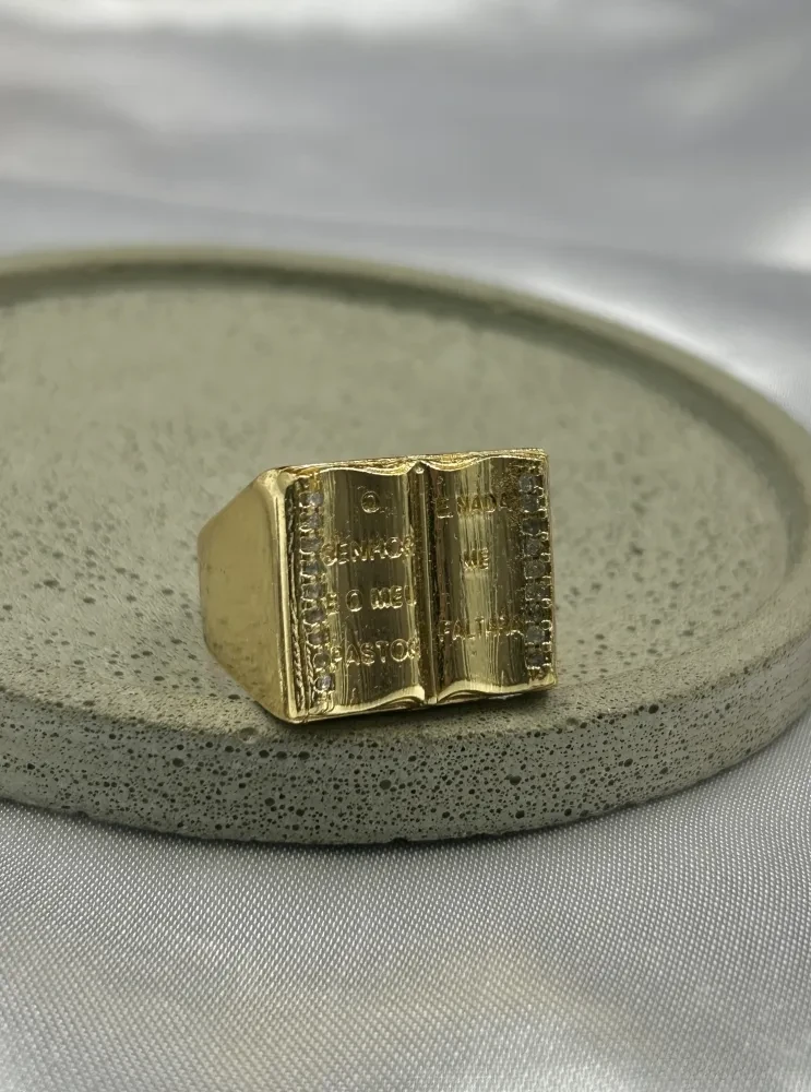 Anel Bíblia Banhado a ouro 18k - 1