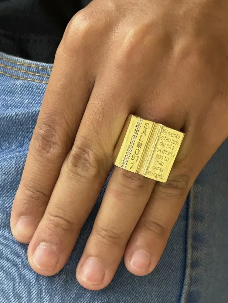 Anel Bíblia Banhado a ouro 18k - 2