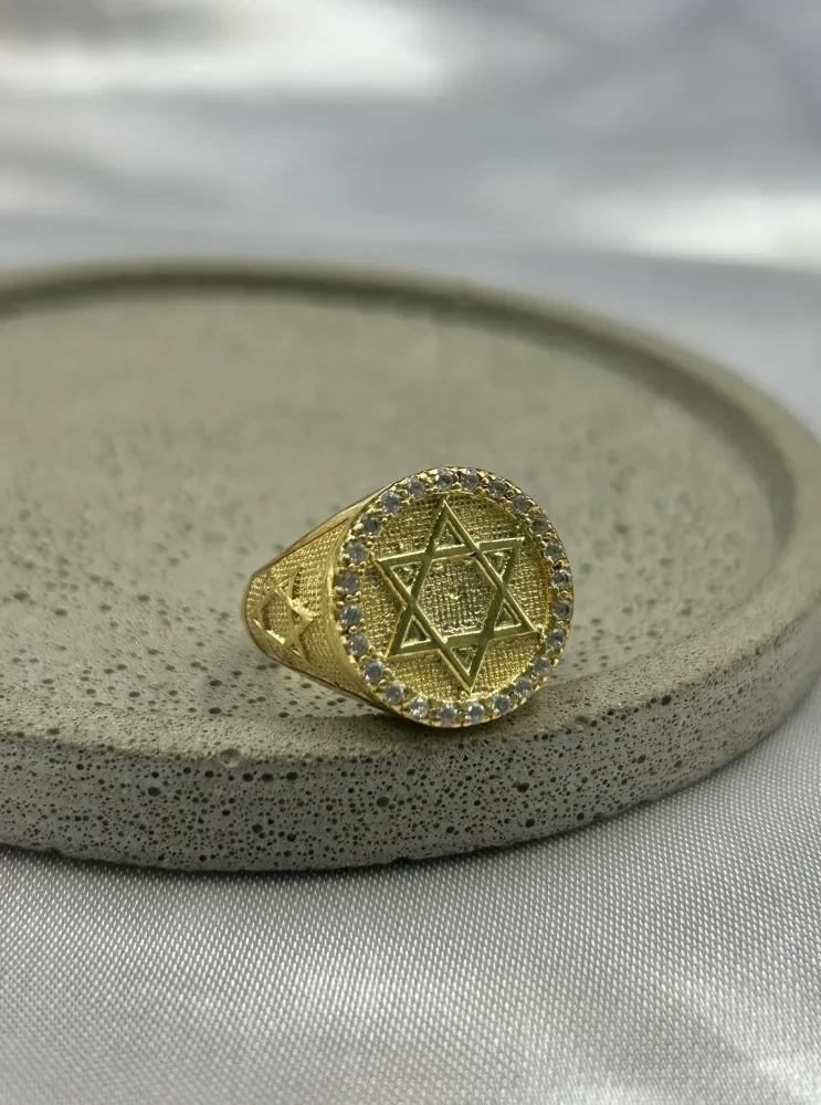 Anel Estrela De Davi Banhado a ouro 18k - 1