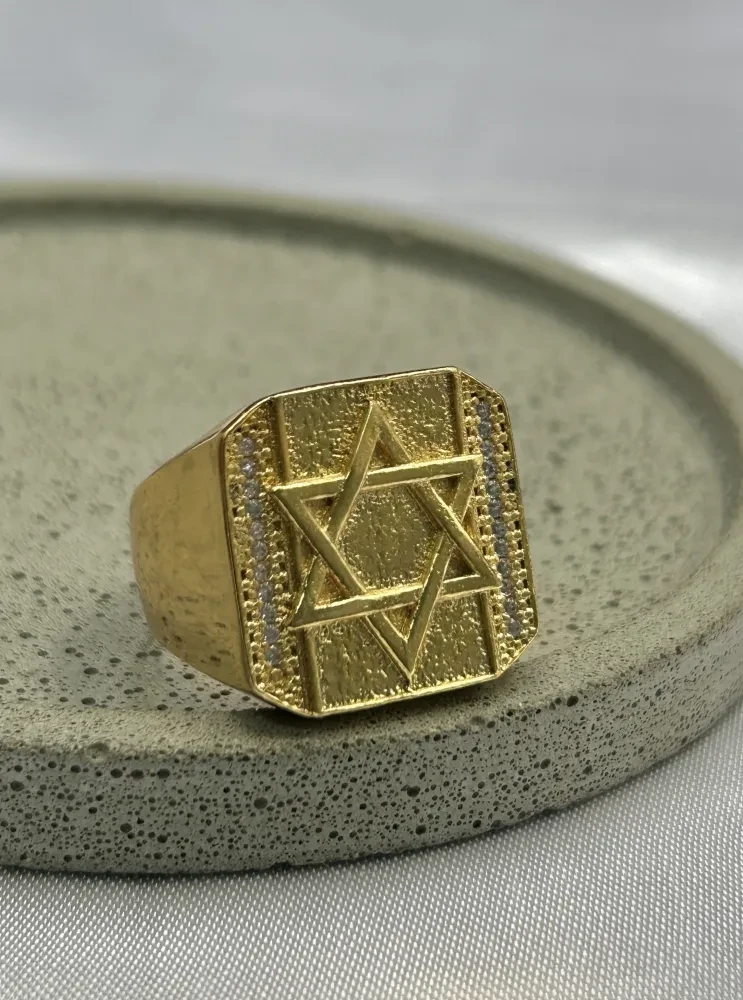 Anel Estrela De Davi Banhado a ouro 18k - 1