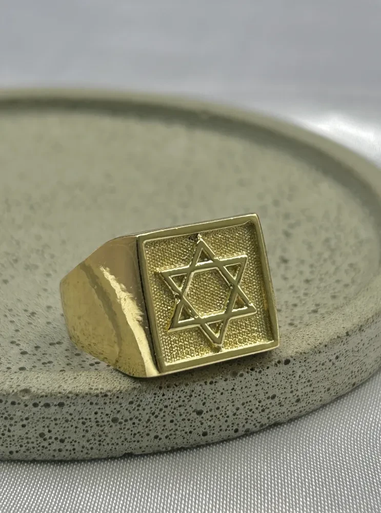 Anel Estrela De Davi Banhado a ouro 18k - 1