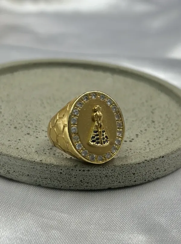 Anel Nossa Sra. Aparecida Banhado a ouro 18k - imagem 1