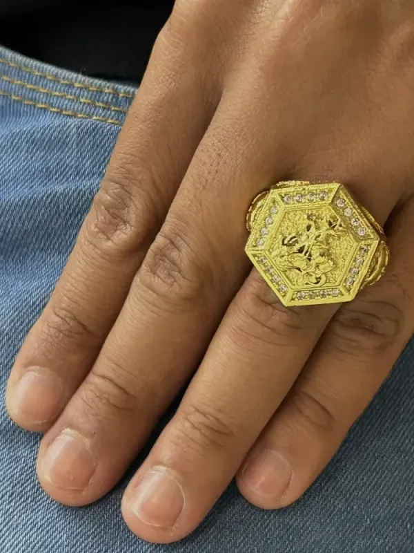 Anel São Jorge Banhado a ouro 18k - imagem 2