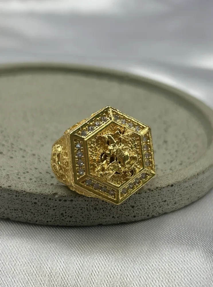 Anel São Jorge Banhado a ouro 18k - 1