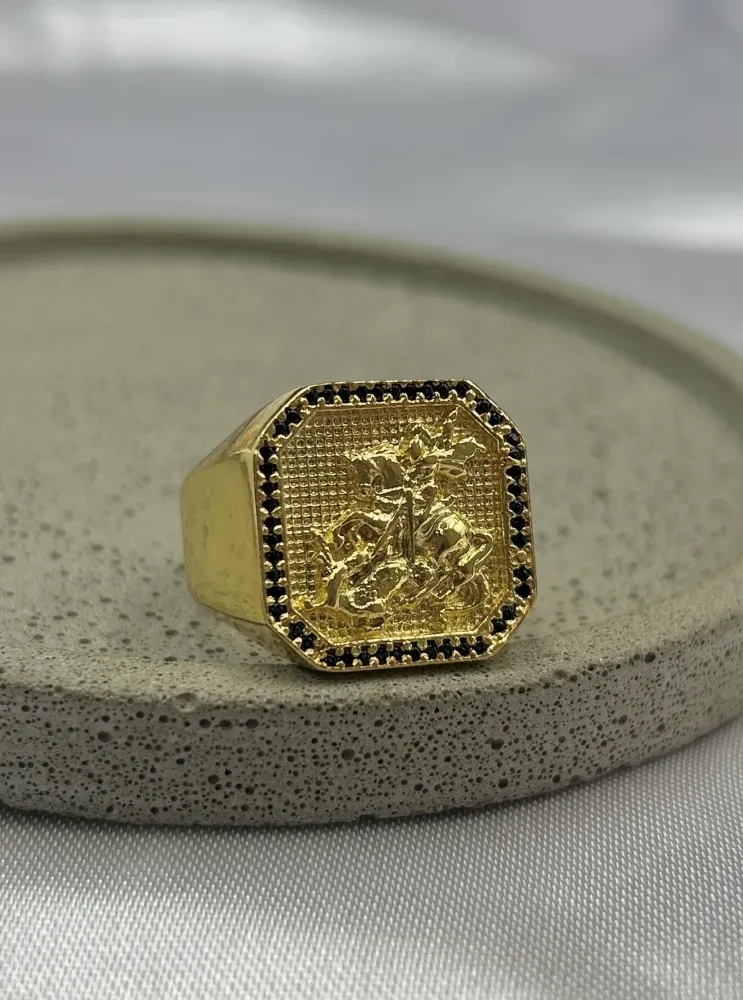 Anel São Jorge Banhado a ouro 18k - 1