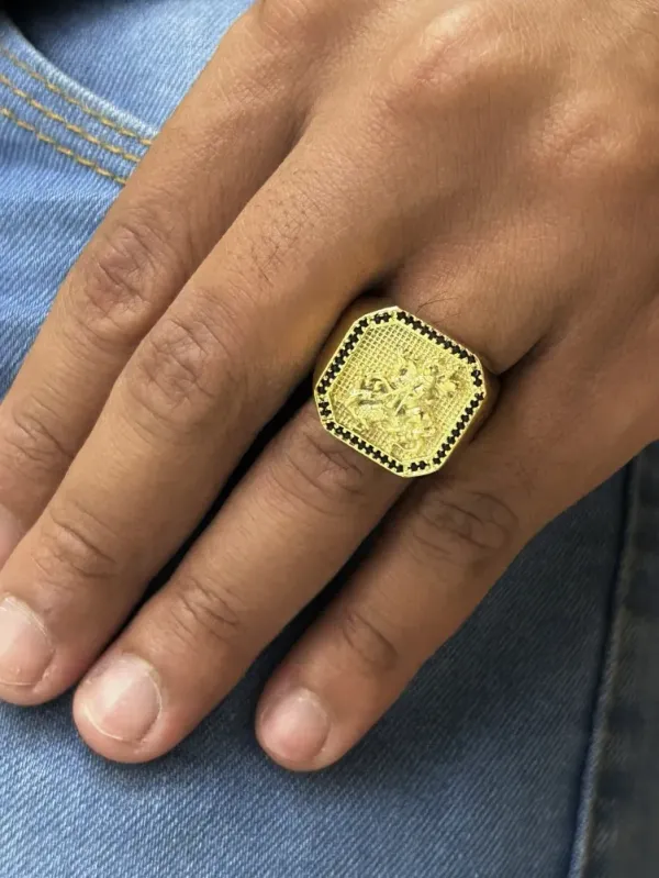 Anel São Jorge Banhado a ouro 18k - imagem 2
