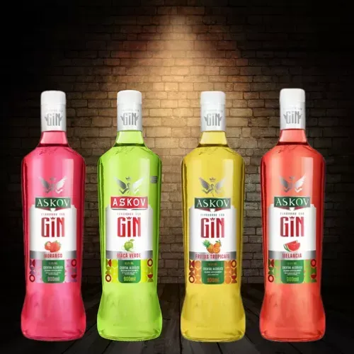 COMBO GIN ASKOV(GIN+ENERGÉTICO+2 GELOS+2 COPOS COM TAMPA E CANUDO)